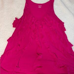 Lane Bryant Vibrant Pink Ruffle Tank Top
